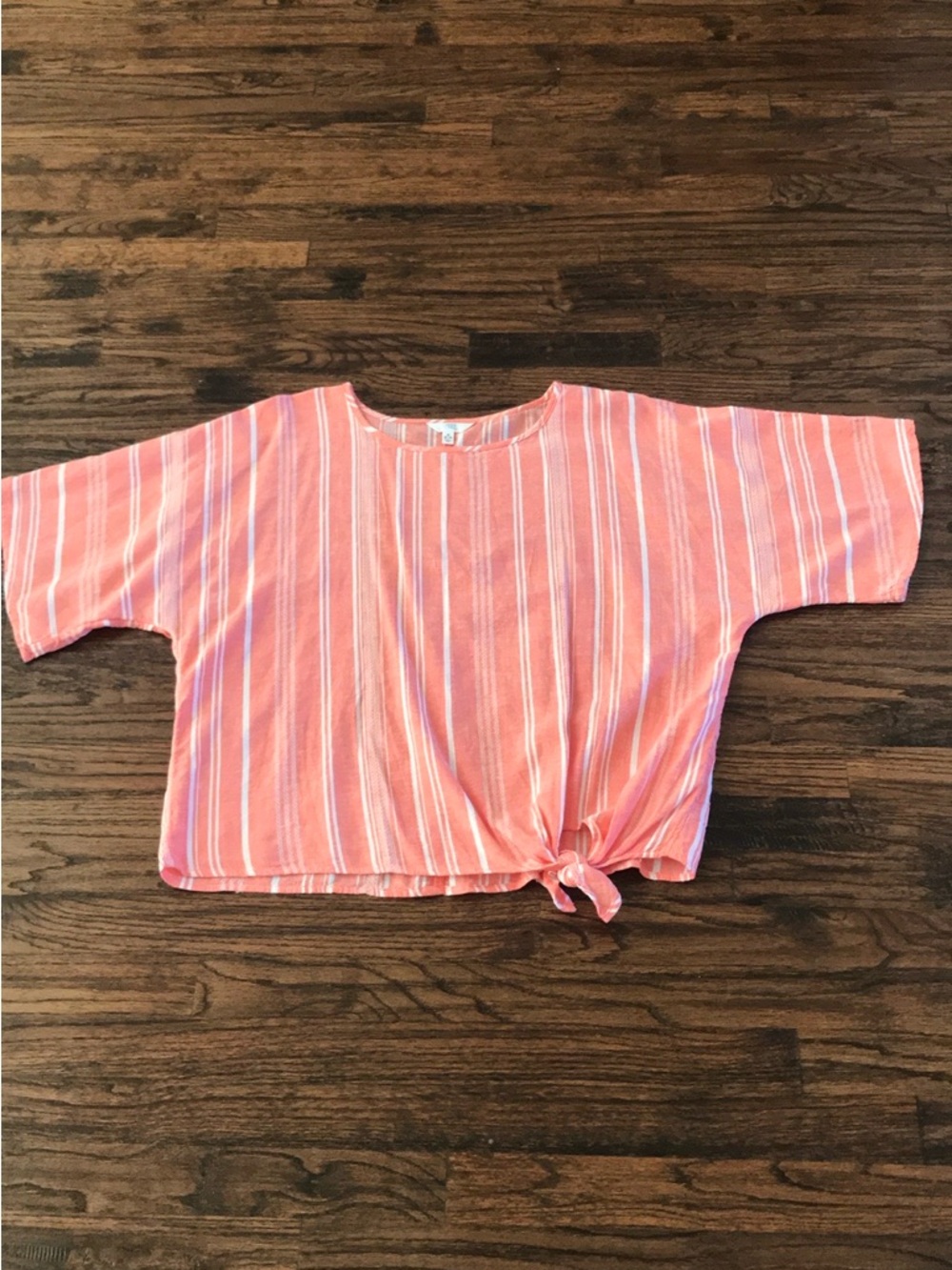 Women Pink Striped Tie-Front Top